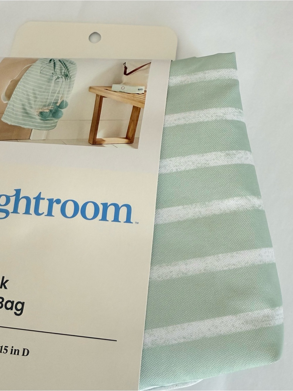 Backpack Laundry Bag Mint-Green Stripe - Picture 5 of 6